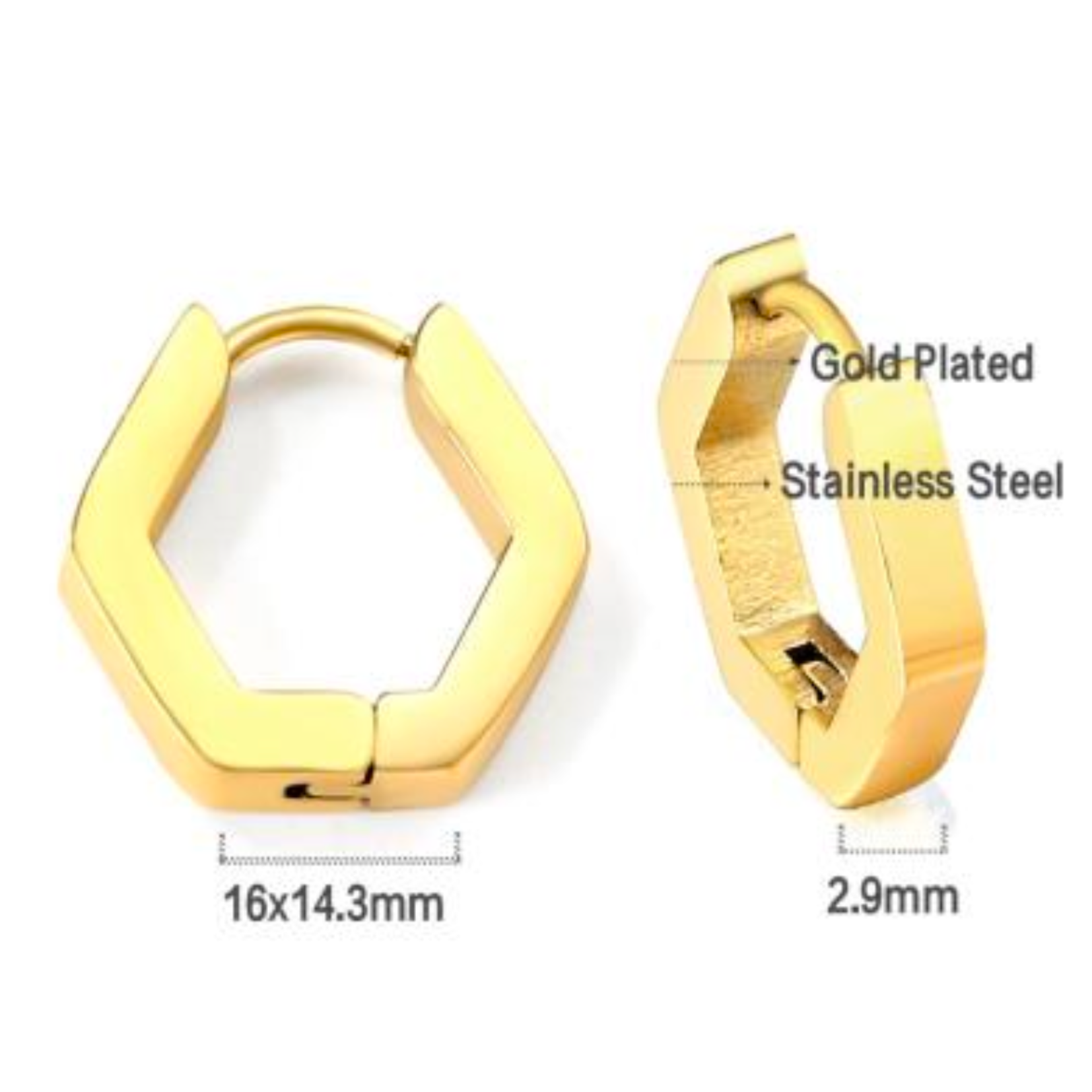 Chunky hexagon hoops - Gold
