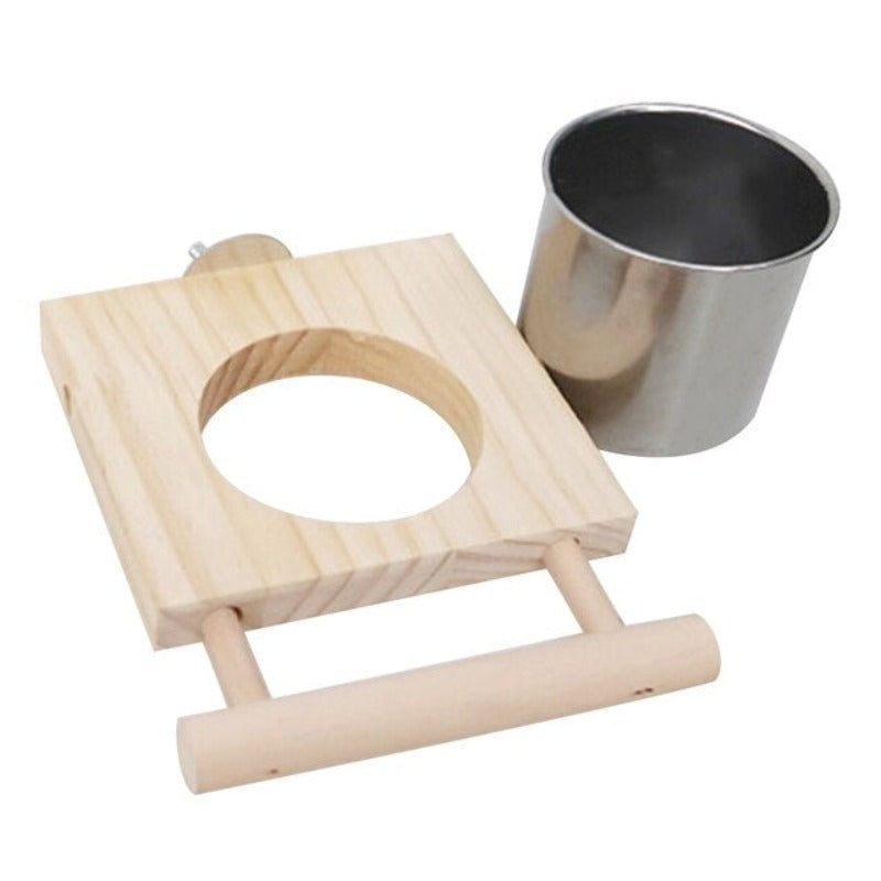 Wooden Hanging Parrot Feeder