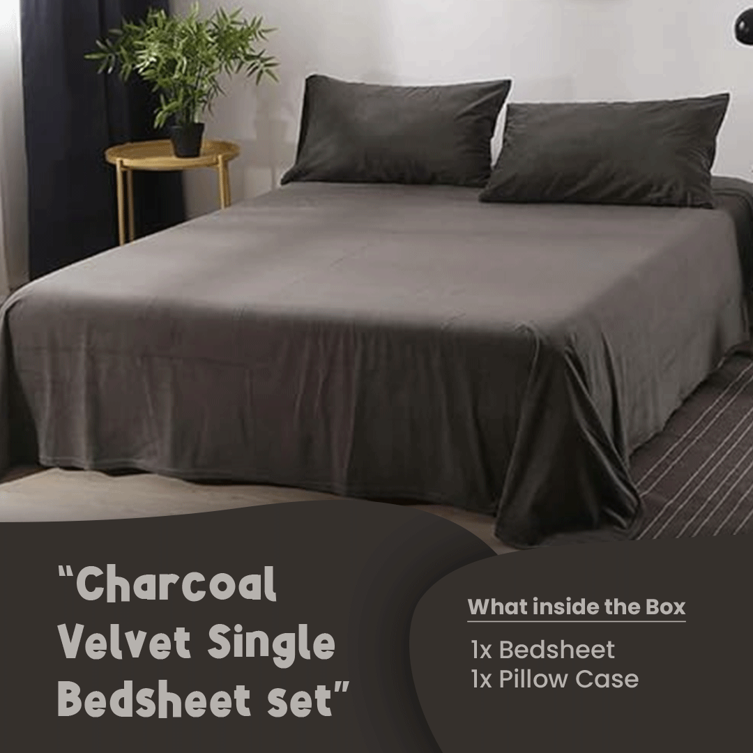 Charcoal Velvet-Luxury Bed Sheet Set