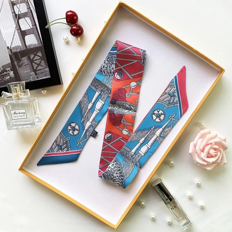 Women's Minimalist Flower Satin Printing Silk Scarf