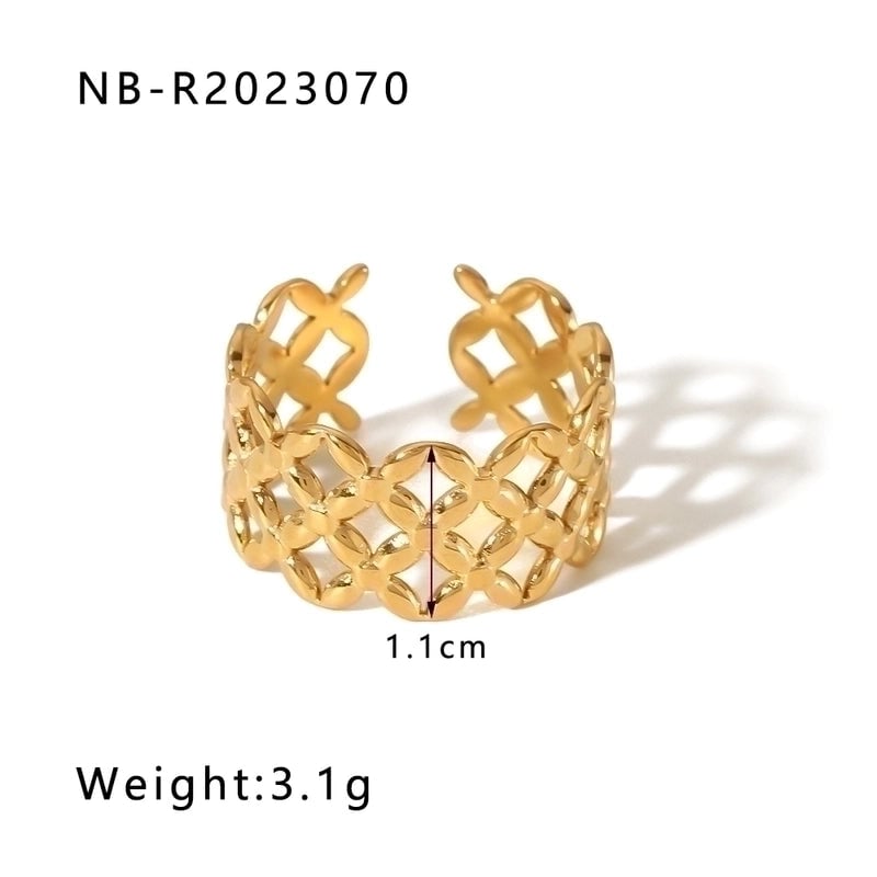 2 Pieces Stainless Steel 18K Gold Plated IG Style Basic Minimalist Plating Tree Symbol Lingge Open Rings