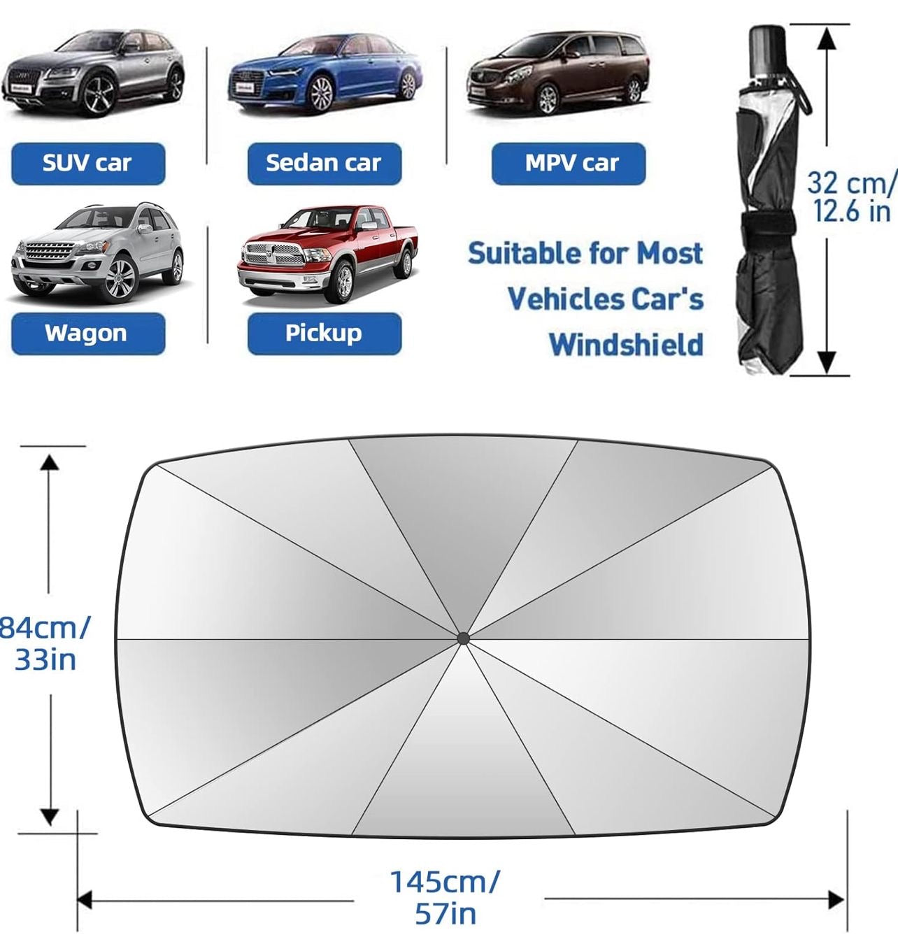 Foldable Car Windshield Sun Shade Umbrella