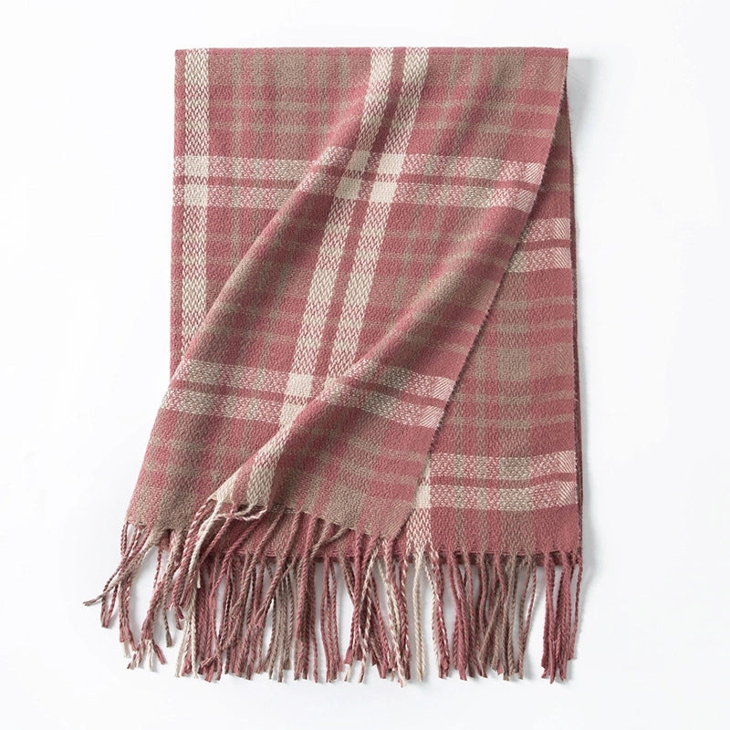 Women's Elegant Plaid Imitation Cashmere Tassel Scarf