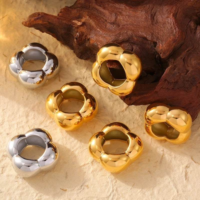 Elegant Exaggerated Minimalist Geometric 304 Stainless Steel 18K Gold Plated Plating Rings