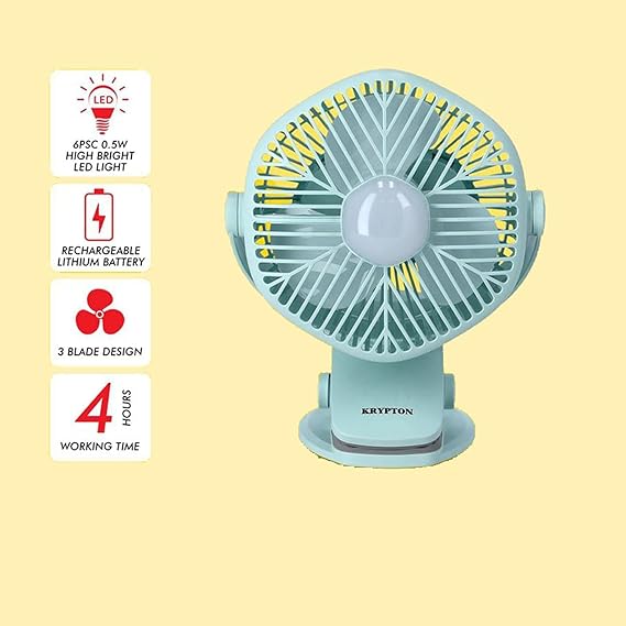 5 inch Rechargeable Powerful Table Fan With LED. Table Fan with Light