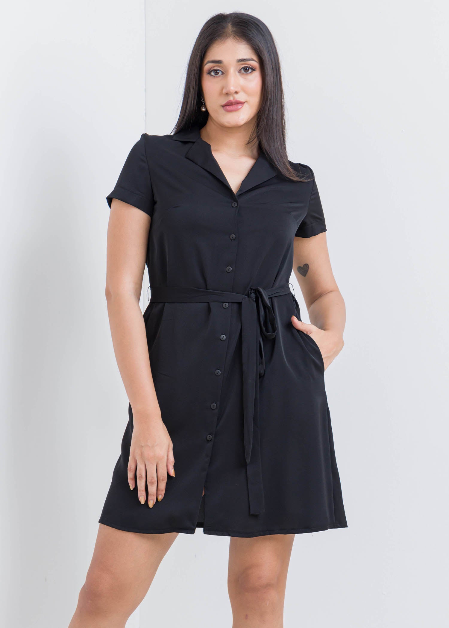 Cuban Collar Shirt Dress