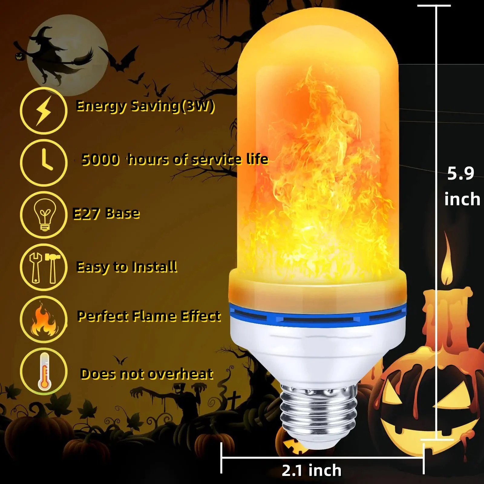 🔥Promotion 49% OFF - 2023 UPGRADE LED FLAME LIGHT BULB With Gravity Sensing Effect Imported from Germany