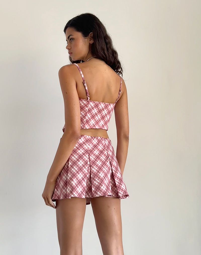 Archie Corset Top in Pink Tartan