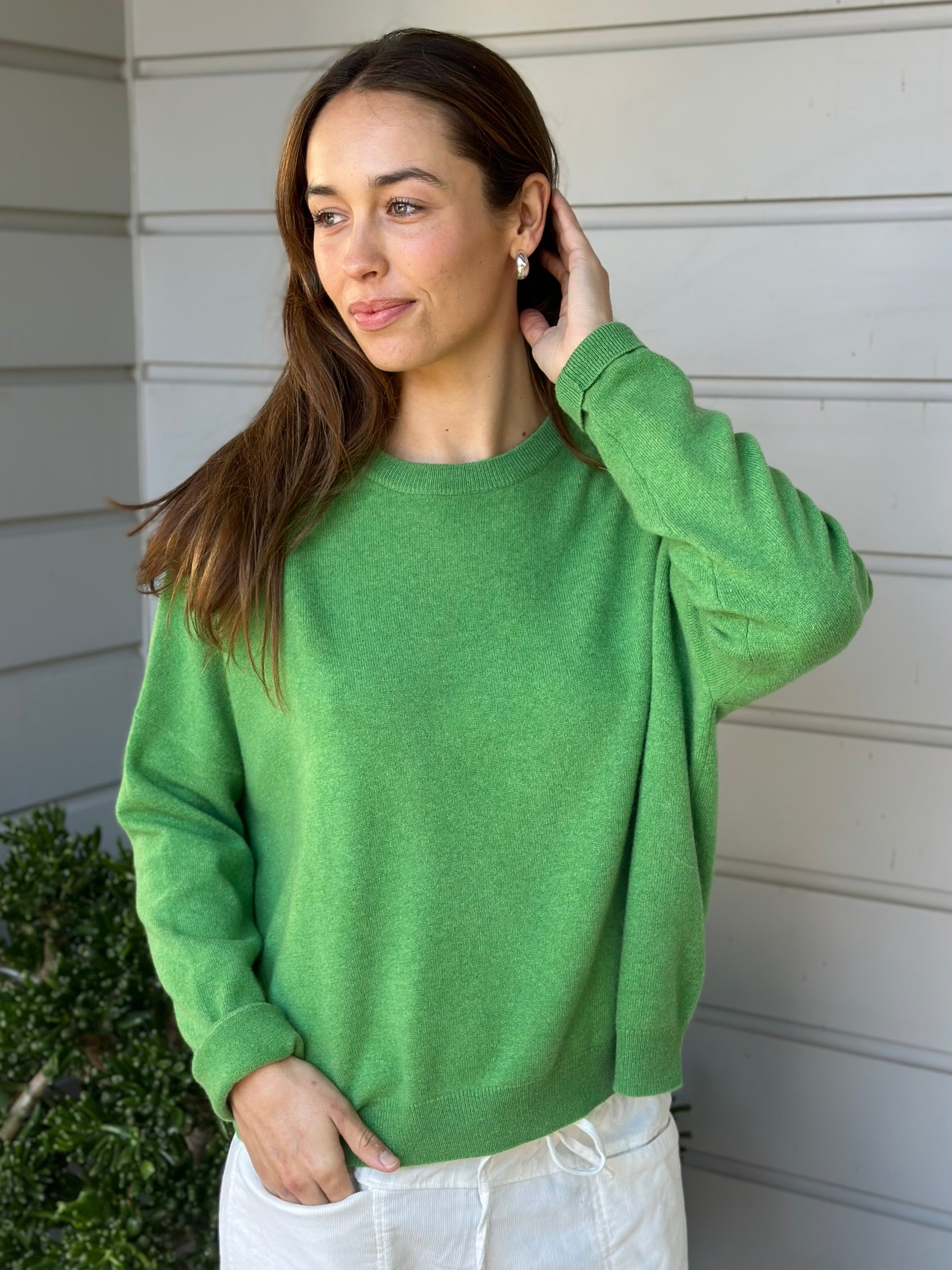 cassie crew neck-soft green cashmere