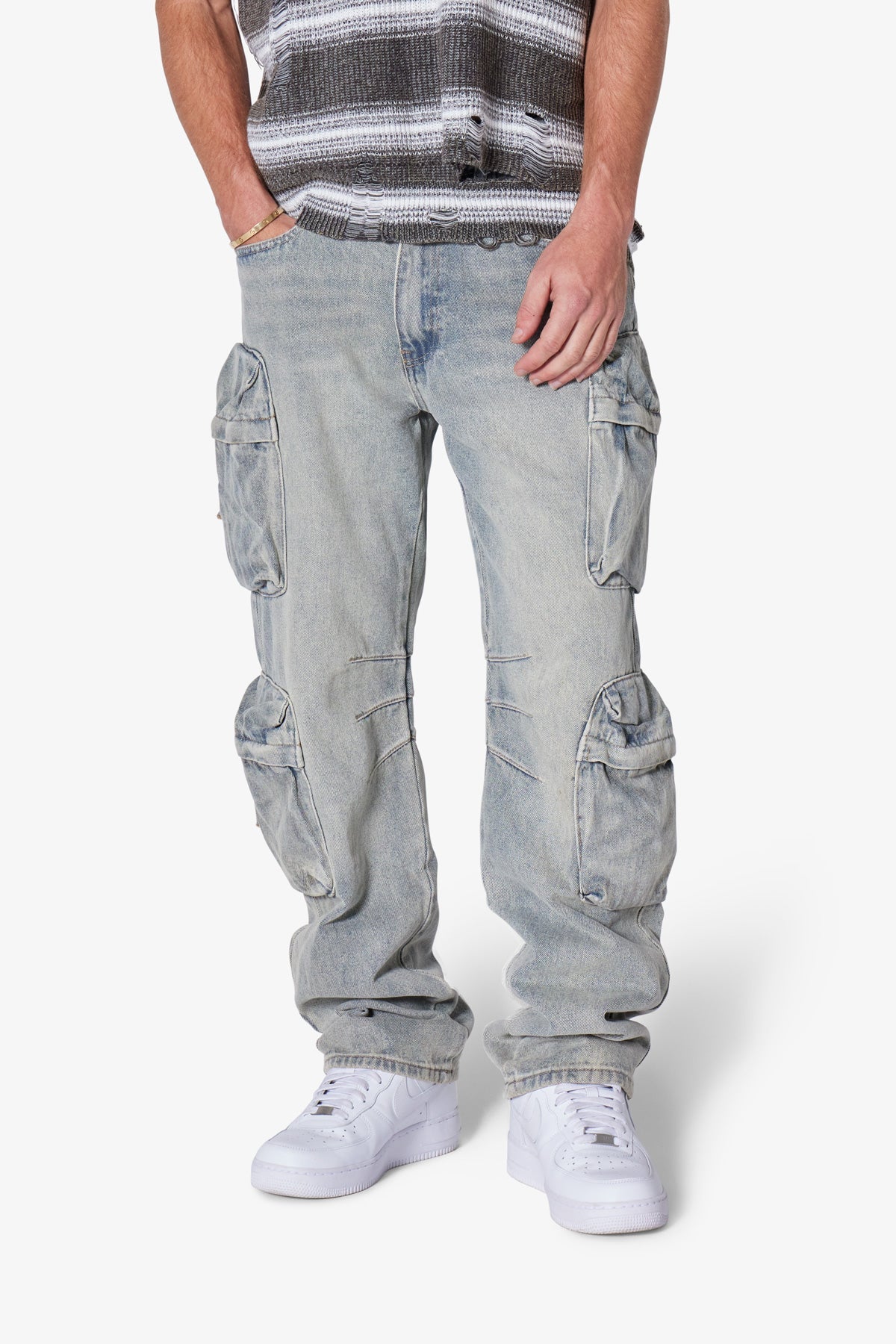 Wide Bellow Cargo Denim - Blue