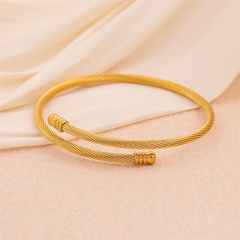 Minimalist Round Stainless Steel Electroplating Bangles