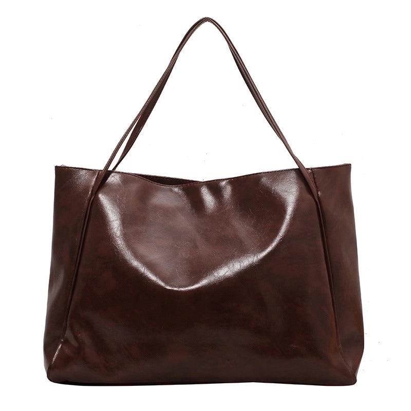 Women's Large Pu Leather Solid Color Streetwear Square Magnetic Buckle Shoulder Bag