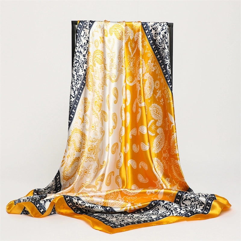 Women's Hip-Hop Streetwear Cashew Nuts Polyester Satin Ethnic Style Silk Scarf