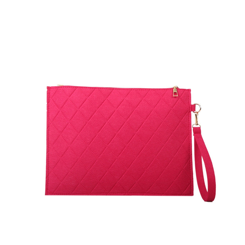 Women's Medium Felt Solid Color Basic Classic Style Square Zipper Envelope Bag
