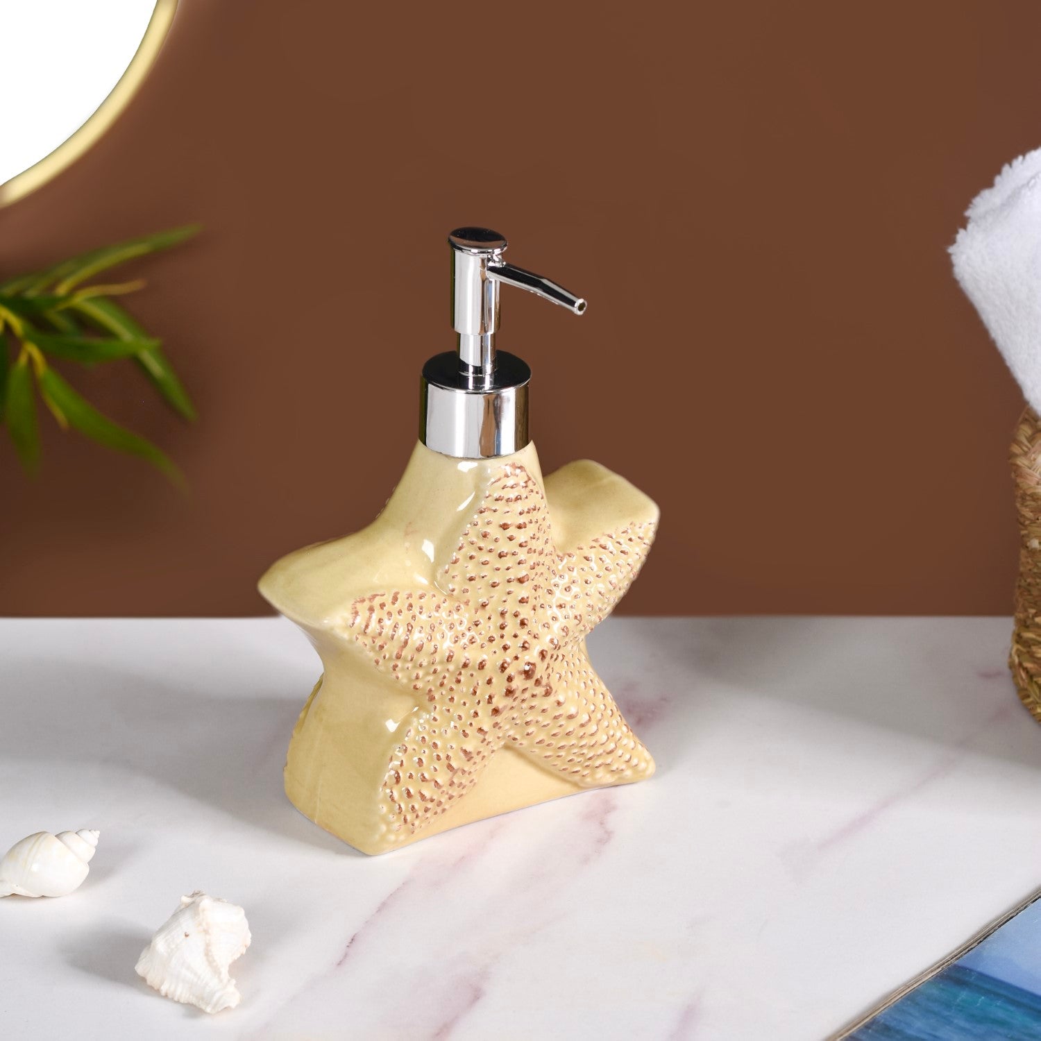 Marine Bliss Starfish Ceramic Liquid Dispenser Yellow