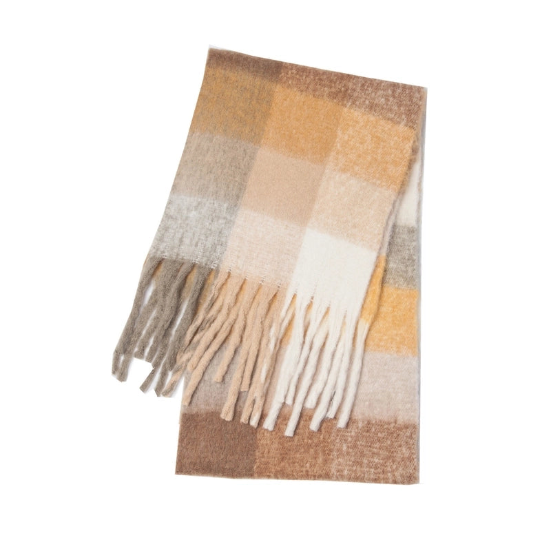Women's Casual Minimalist Lattice Polyester Tassel Scarf