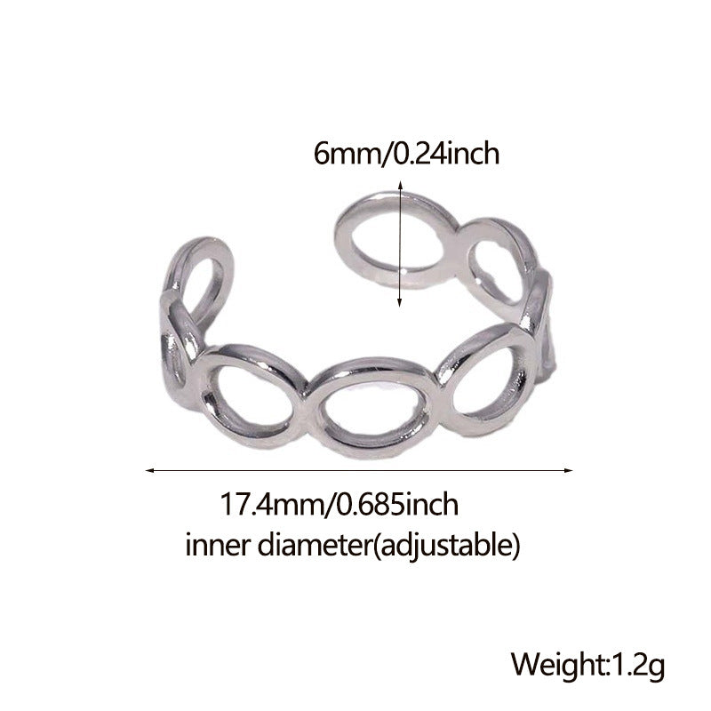 Open Ring Minimalist Ellipse Geometric Stainless Steel Electroplating Rings