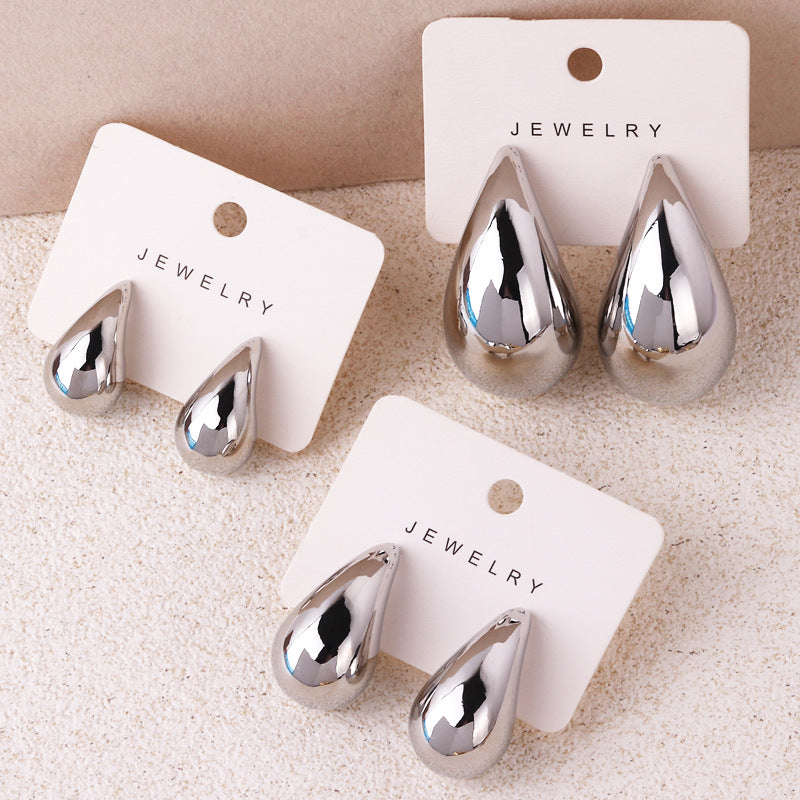 Fashion Droplet Copper Electroplating Stud Earrings
