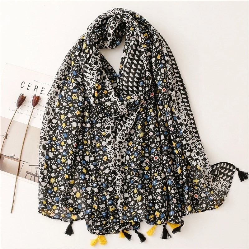 Fashion Scarf Orange Wheat Ear Tassel Travel Beach Towel Shawl
