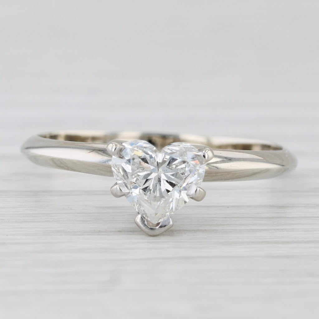 1.04ct Heart Solitaire Diamond Engagement Ring 14k White Gold Size 8.5 GSI