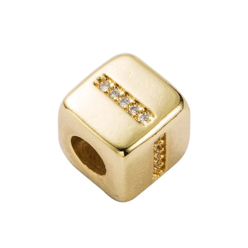 Copper Inlaid Zircon Letter Artificial Gemstones Copper Bracelets