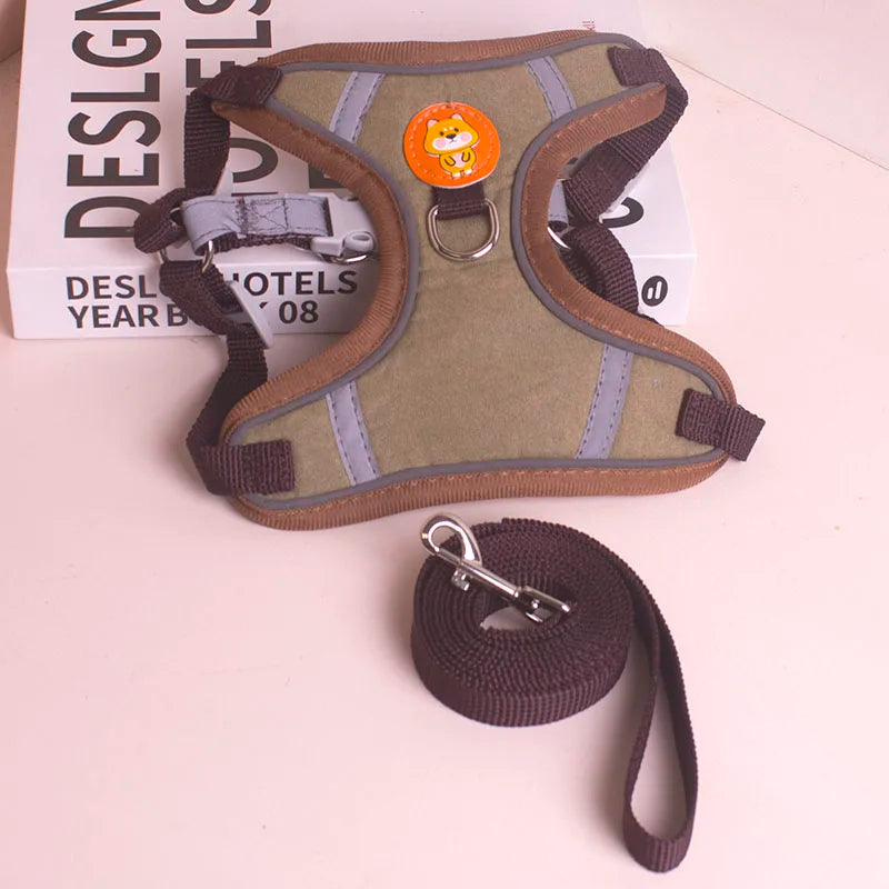 Pet Reflective Dog Harness Lead Walking Running Leashes Cat Chest Strap Vest Leash
