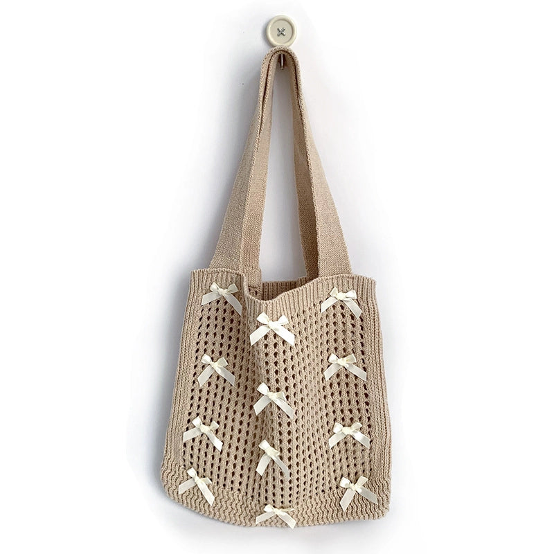 Women's Medium Polyester Solid Color Cute Preppy Style Bucket Open Shoulder Bag