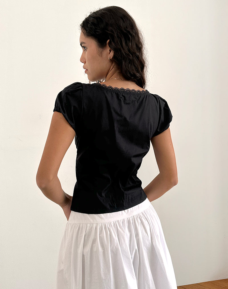 Ilias Corset Top in Poplin Black