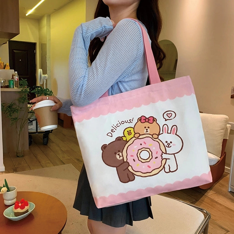 Women's Cute Cartoon Canvas Shopping Bags