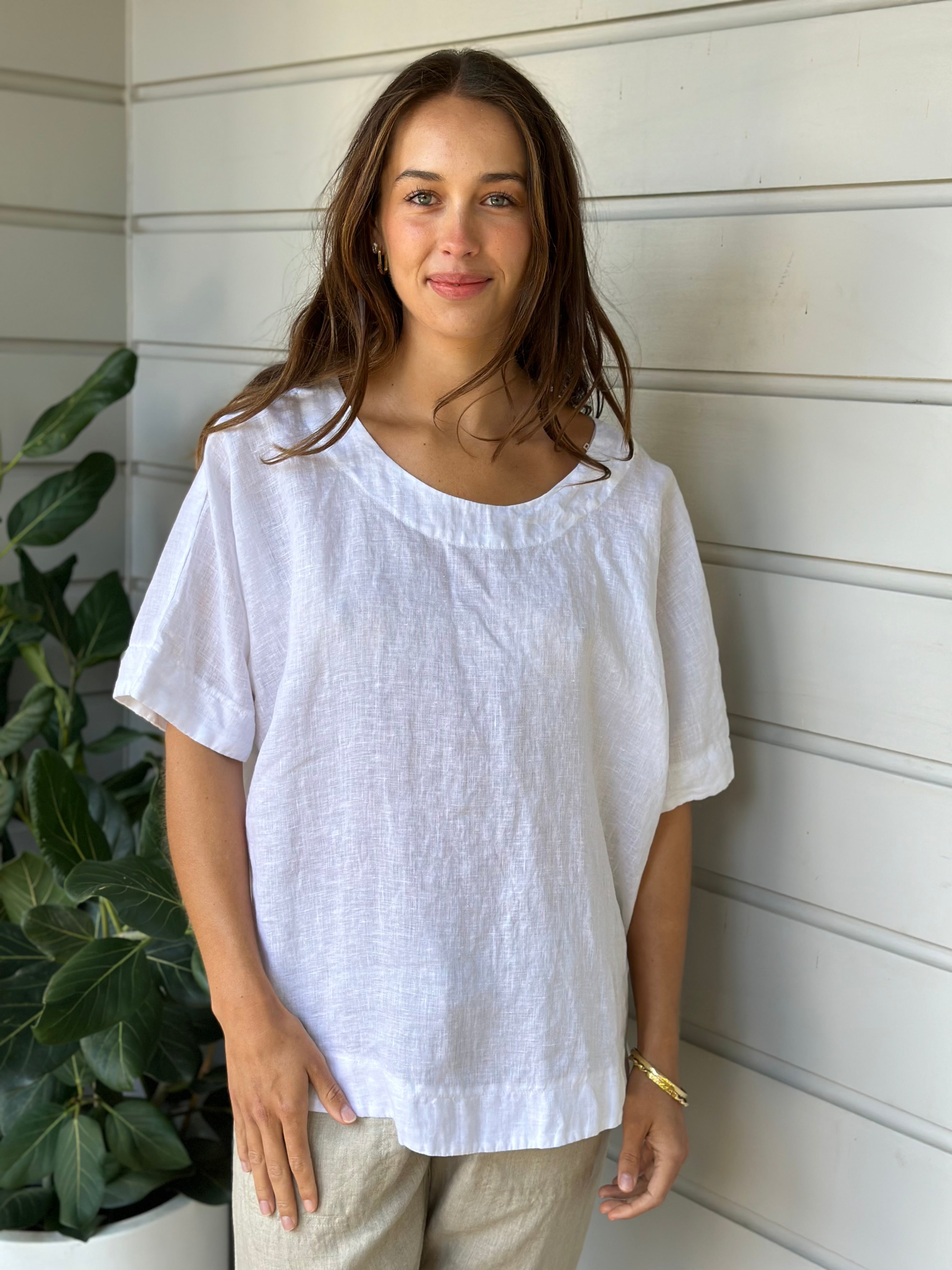 mia top - white linen