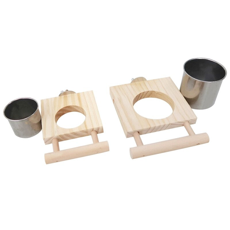 Wooden Hanging Parrot Feeder