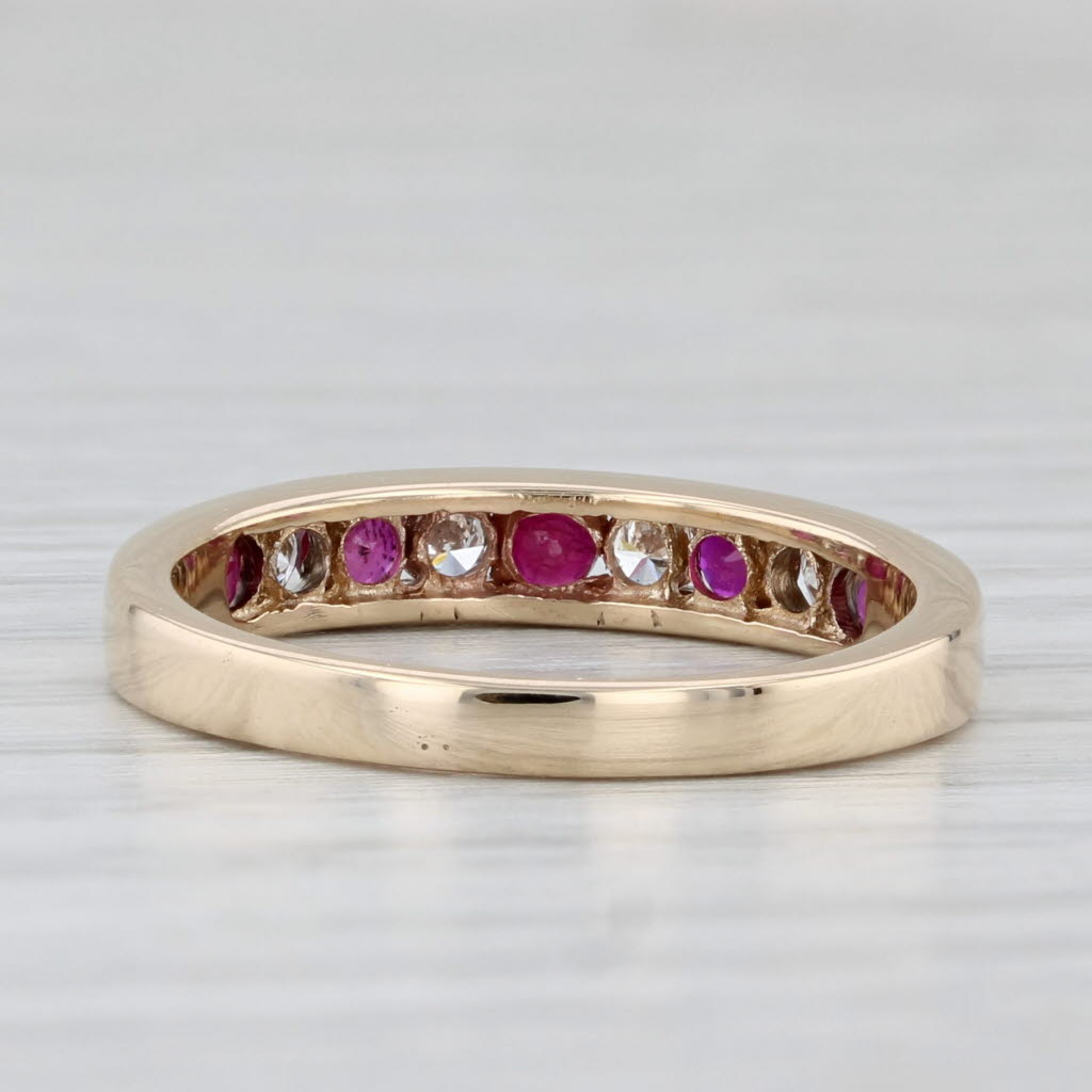 0.56ctw Lab Created Ruby Diamond Ring 14k Yellow Gold Size 6 Stackable