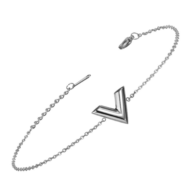 Fashion V Shape Stainless Steel Plating Bracelets Earrings Necklace