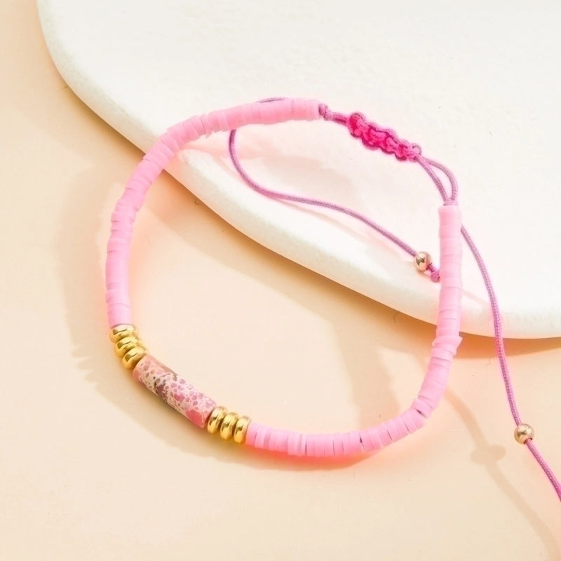 Minimalist Solid Color Natural Stone Rope Handmade Knitting Drawstring Bracelets