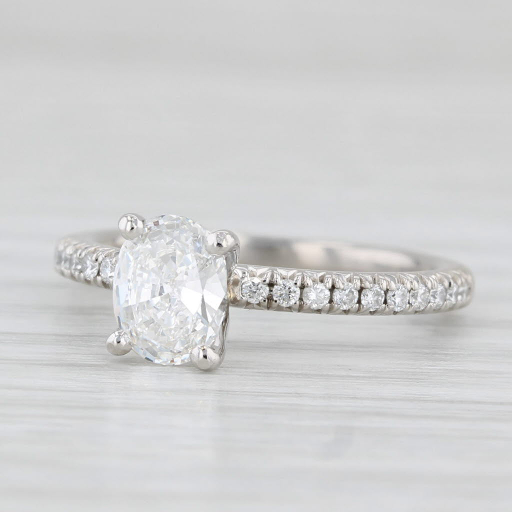 0.84ctw Oval Diamond Engagement Ring 950 Platinum Solitaire w/ Accents Sz 5 GIA