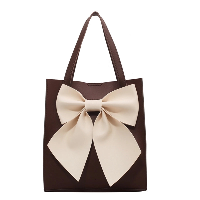Women's Medium Pu Leather Color Block Bow Knot Vintage Style Classic Style Square Magnetic Buckle Handbag