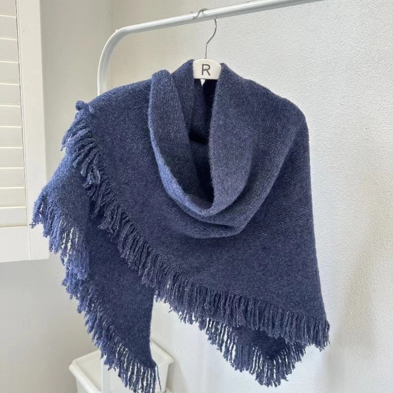 Unisex Minimalist Solid Color Wool Blend Scarf