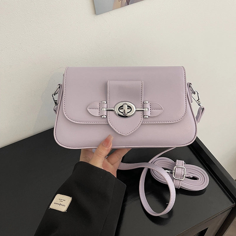 Women's Medium Pu Leather Solid Color Vintage Style Classic Style Square Magnetic Buckle Shoulder Bag