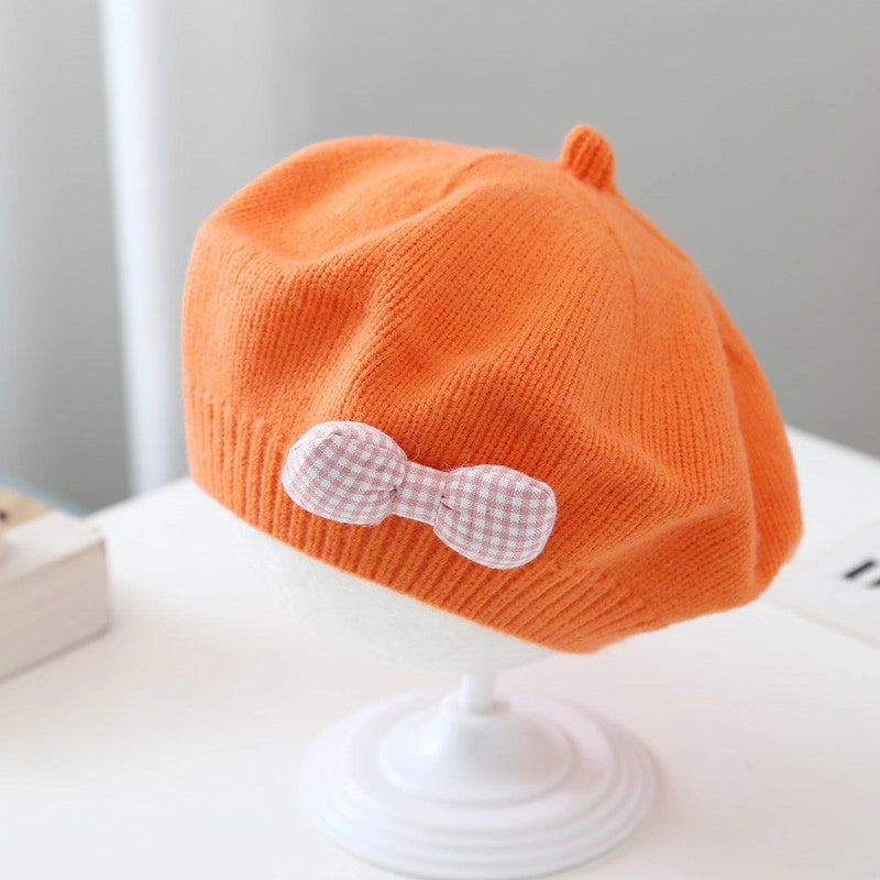 Children's Beret Baby Girl's Hat Autumn And Winter Korean Style Western Style Baby Girl's Knitted Wool Painter's Hat Trendy