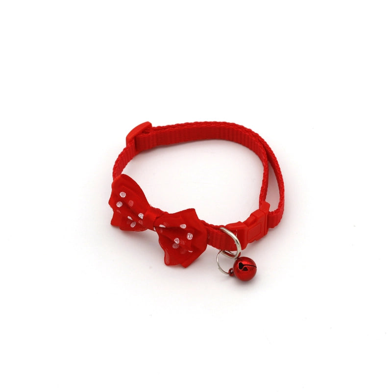 Pet Collar Multi-color Optional Puppy Teddy Collar Kitten Bow Collar Colorful Bell Adjustable