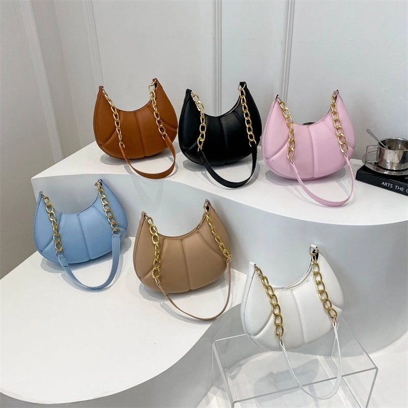 Women's Medium Pu Leather Solid Color Streetwear Zipper Underarm Bag