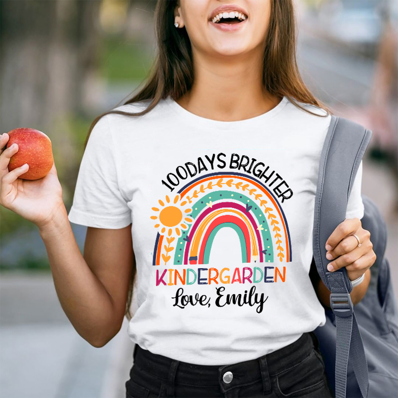 Personalized 100 Days Brighter Teacher T-Shirt