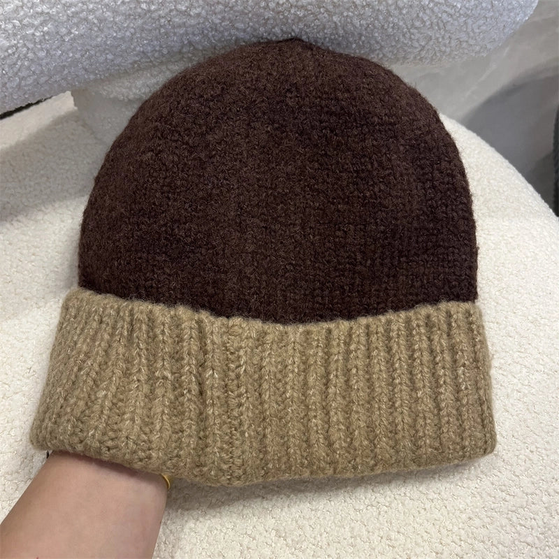 Women's Minimalist Color Block Eaveless Wool Cap