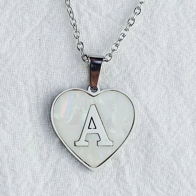 Cute Sweet Letter Titanium Steel Plating Inlay Shell Pendant Necklace