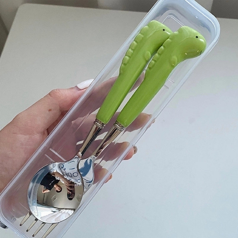 Cartoon Cute Frog Crocodile 430 Stainless Steel Ceramics Tableware