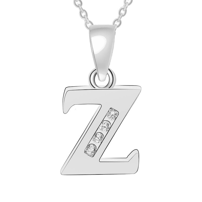 Minimalist Letter Copper Plating Inlay Zircon Pendant Necklace