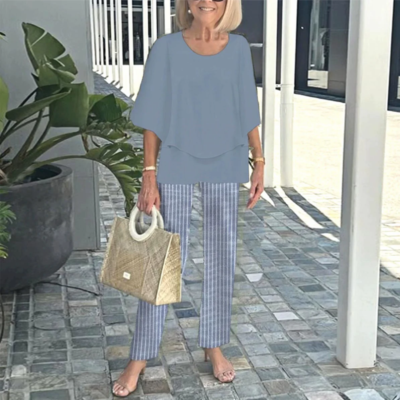 💖Women’s Printed Pants and Crew Neck Top Set