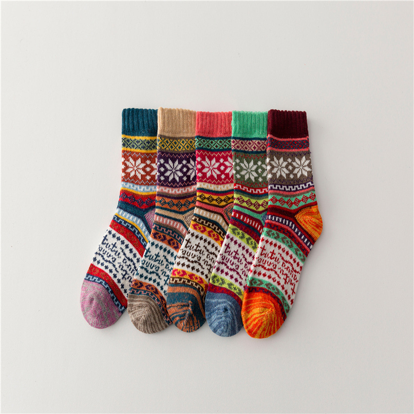 Ethnic Knitted Thick Needle Retro Socks