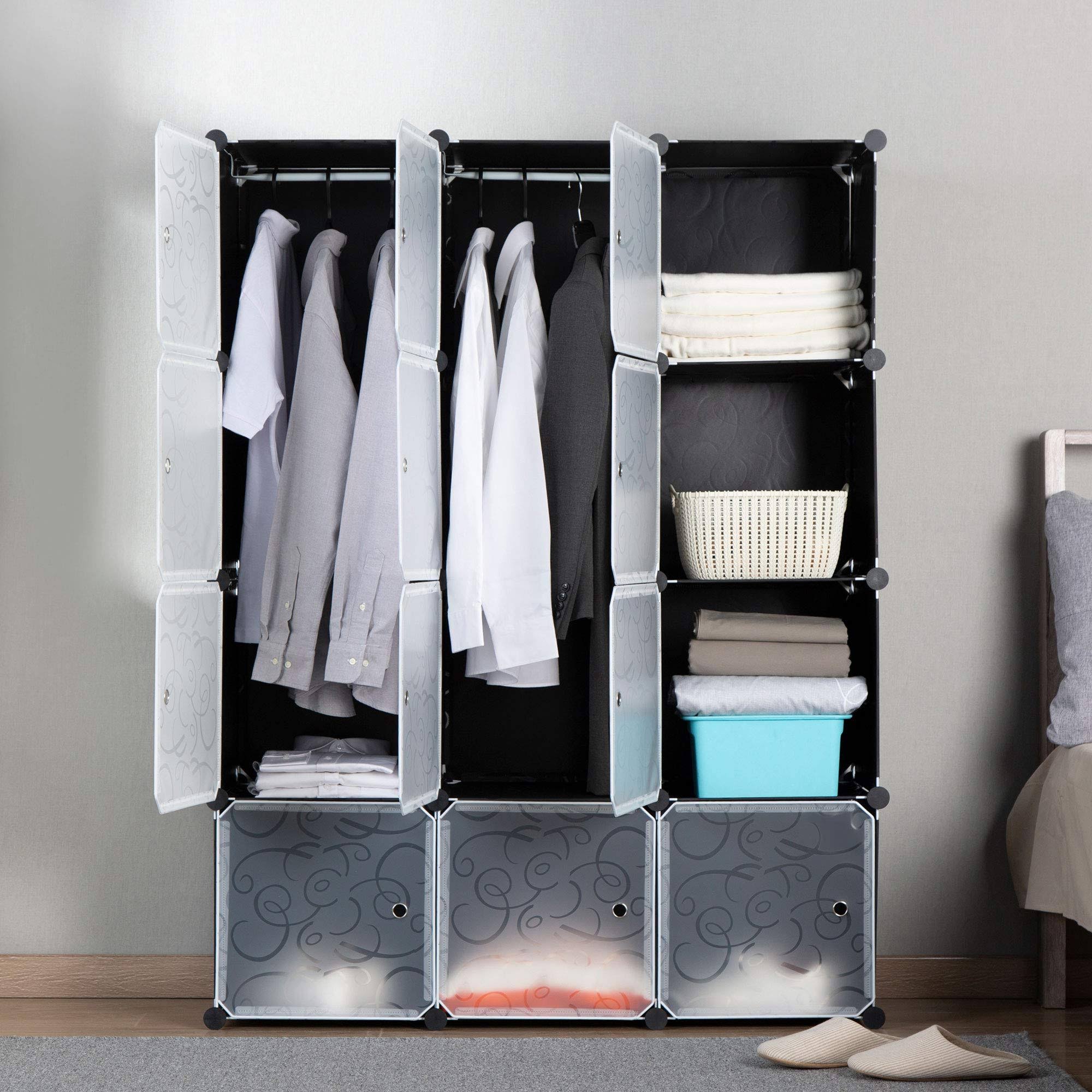 Wardrobe And Storage Set . 12 Cube Plastic Clothes Wardrobe