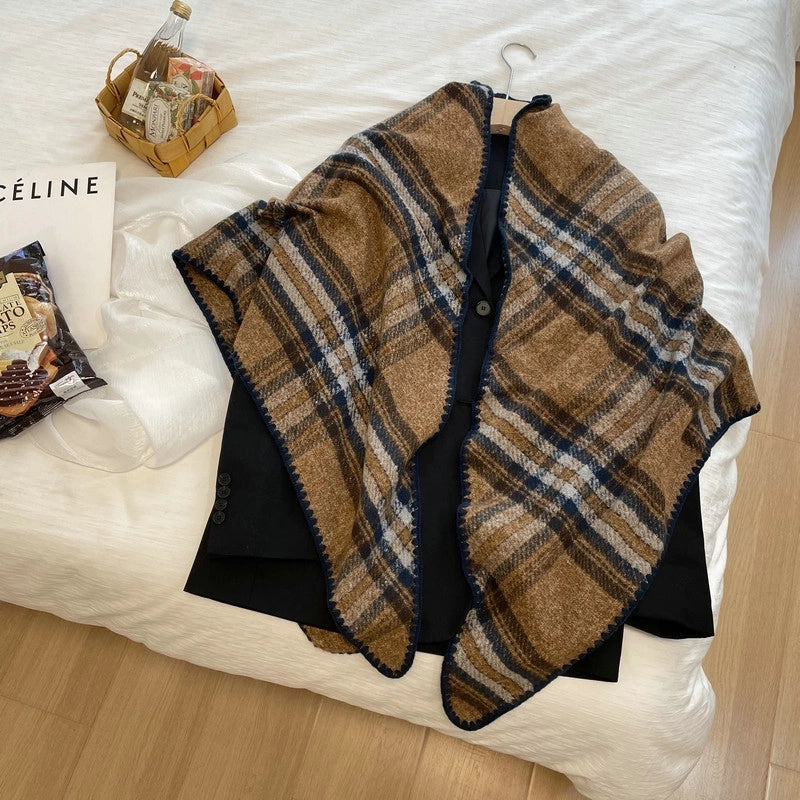 Women's Elegant Streetwear Color Block Lattice Polyester Shawl